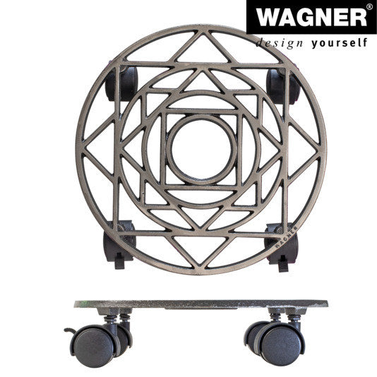 WAGNER Rolluntersetzer ø 285 mm antik design Gusseisen nickel-matt in Matt schwarz präsentiert im Onlineshop von KAQTU Design AG. Pflanzenroller ist von WAGNER