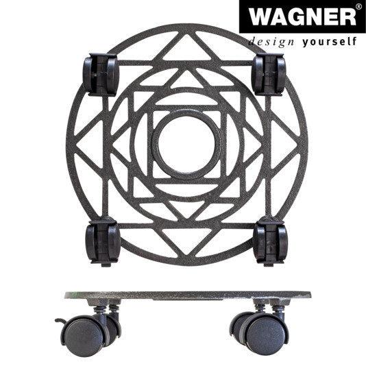 WAGNER Rolluntersetzer ø 285 mm antik design Gusseisen nickel-matt in Matt schwarz präsentiert im Onlineshop von KAQTU Design AG. Pflanzenroller ist von WAGNER