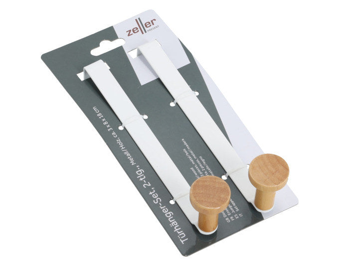 ZELLER Türhaken weiss 3x9x18 cm in Weiss, Natur, Braun präsentiert im Onlineshop von KAQTU Design AG. Kleiderhaken ist von ZELLER PRESENT