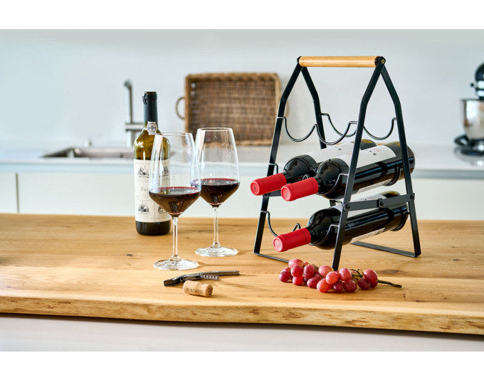 ZELLER Weinregal für 6 Flaschen Metall/Holz schwarz 22x22x37 cm in Schwarz, Natur, Braun präsentiert im Onlineshop von KAQTU Design AG. Weinregal ist von ZELLER PRESENT