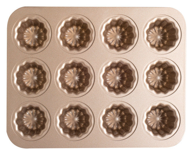 DECORA Backblech Antihaft Gold Cannelés 12er ø 5.5x4.5 cm in  präsentiert im Onlineshop von KAQTU Design AG. Backbleche ist von DECORA