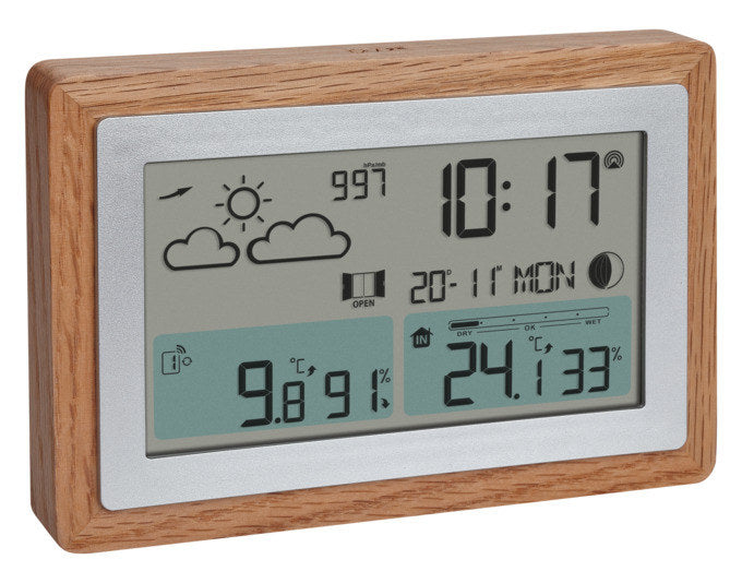 TFA Funk-Wetterstation Oak Rahmen Eichenholz 10x15x7.5 cm -40…+70°C in Natur, Braun präsentiert im Onlineshop von KAQTU Design AG. Thermometer ist von TFA