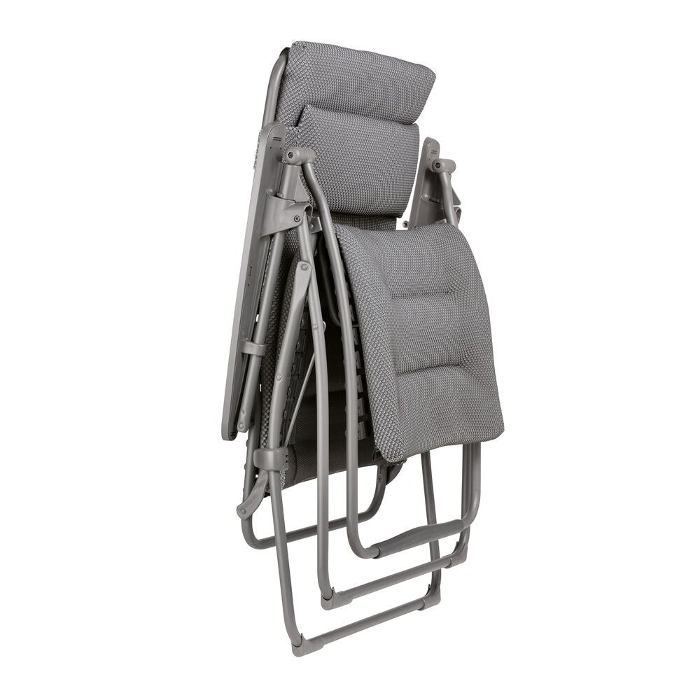 LAFUMA Relaxsessel Relax 803 XL mit Stahlrohrgestell in Titane, Armlehnen aus Kunstharz in Anthrazit und dreilagiger BeComfort-Polsterung samt Kopfstütze.
