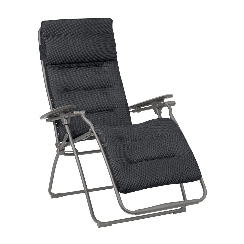 LAFUMA Relaxsessel Relax 803 in dark grey mit Gestell in Titane, Stahlrohr-Konstruktion, Kunstharz-Armlehnen und dreilagiger Polsterung, klappbar.