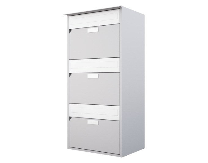 <tc>HUBER</tc> AG Mailbox Alu 400 292x415x874 mm 3 stacked RAL 9006 white aluminum