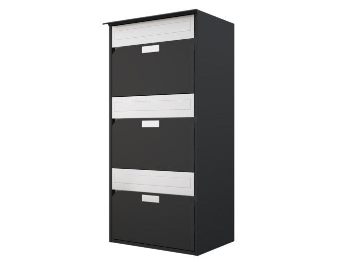 HUBER AG Briefkasten Alu 400 292x415x874 mm 3er übereinander RAL 7016 anthrazitgrau