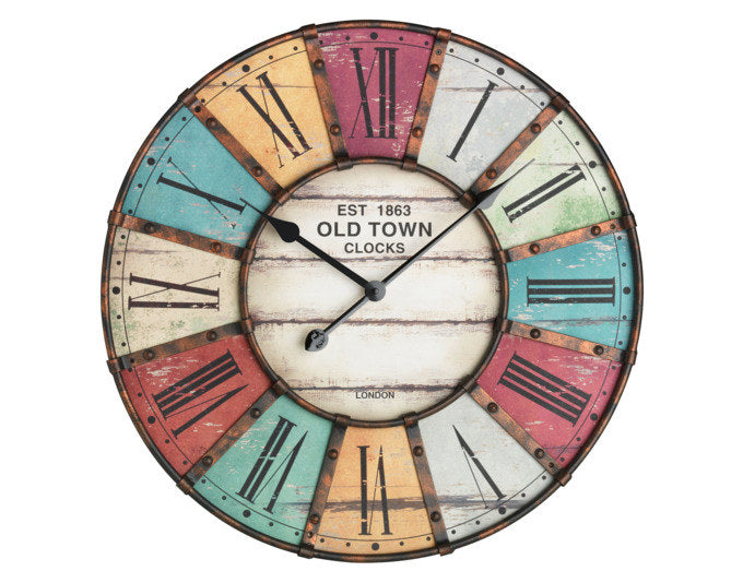 TFA Wanduhr Vintage Old Town XXL ø 57x5 cm in Bunt präsentiert im Onlineshop von KAQTU Design AG. Wanduhr ist von TFA