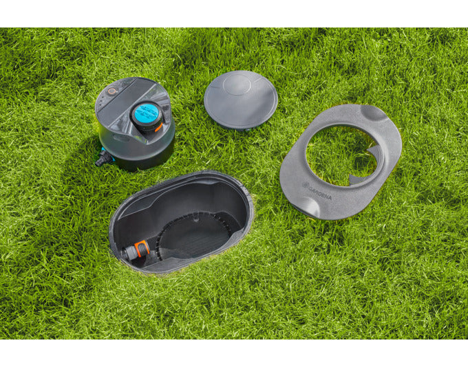 GARDENA AquaPrecise Bewässerungssystem Komplett-Set für unterirdische Installation, ideal für effiziente Gartenbewässerung.