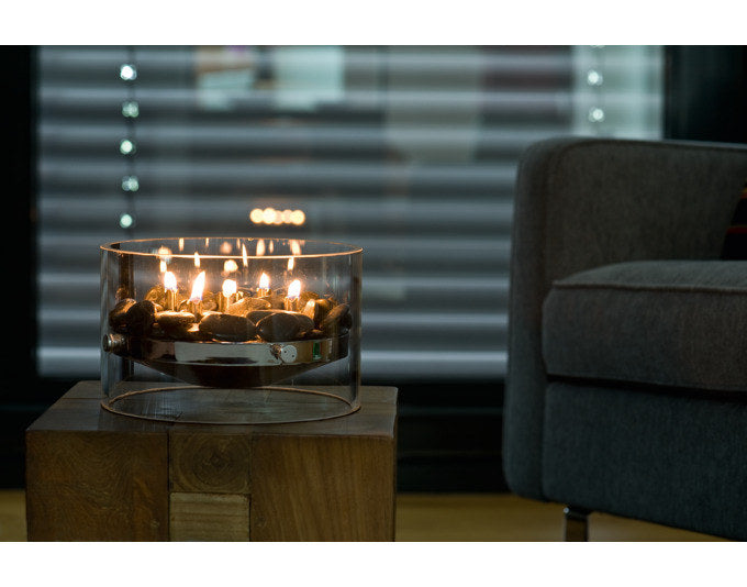 PHILIPPI Tischkamin Fire ø 23x14 cm in Transparent, Chrom, Silber präsentiert im Onlineshop von KAQTU Design AG. Fackel ist von PHILIPPI