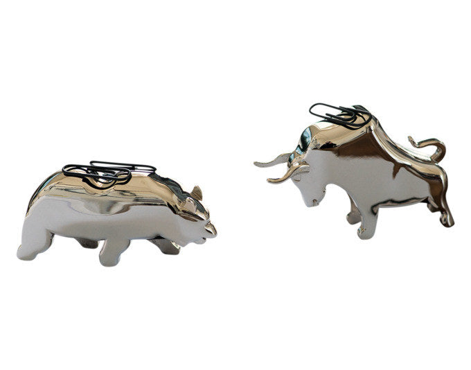 PHILIPPI Büroklammerhalter Bull & Bear 2tlg. in Chrom, Silber präsentiert im Onlineshop von KAQTU Design AG. Bürozubehör ist von PHILIPPI