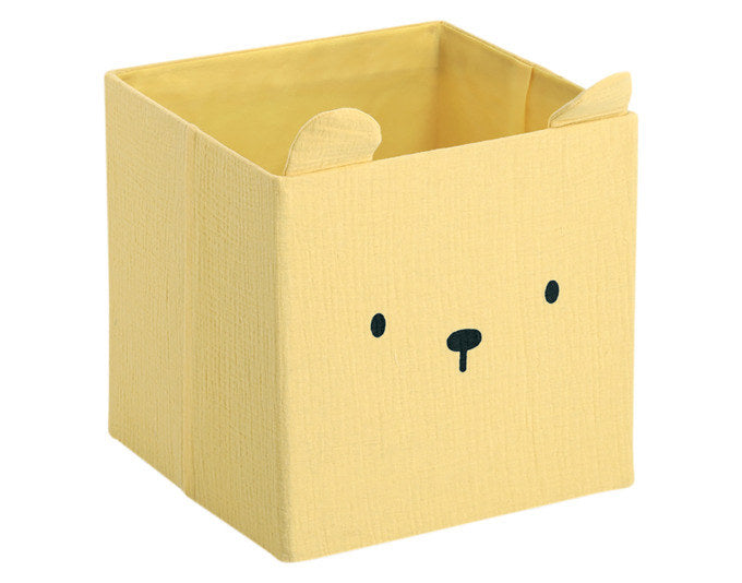 ZELLER Aufbewahrungsbox Bär gelb Musselin 28x28x28 cm in Gelb präsentiert im Onlineshop von KAQTU Design AG. Aufbewahrungsboxen ist von ZELLER PRESENT