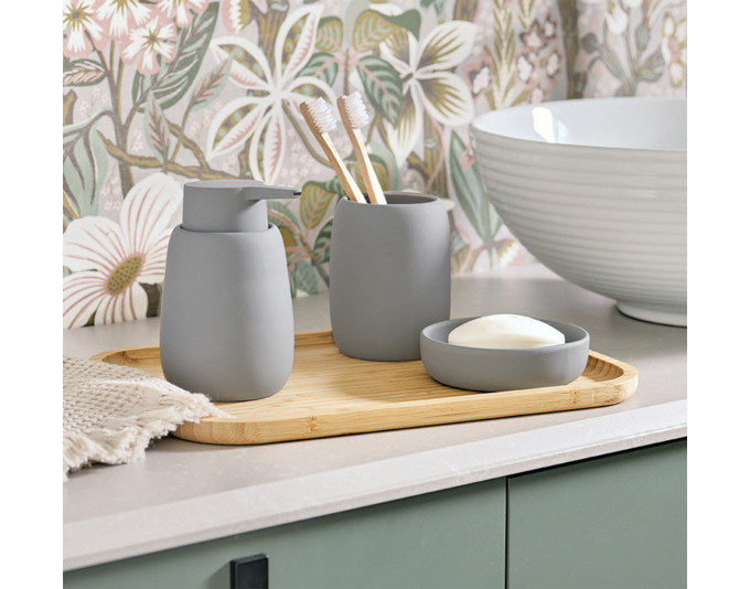 ZELLER Zahnputzbecher Keramik grau ø 8.4x10.8 cm in Grau präsentiert im Onlineshop von KAQTU Design AG. Zahnbürstenhalter ist von ZELLER PRESENT