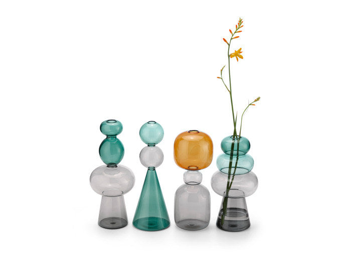 PHILIPPI Vase Curiosa Sanduhr Glas ø 10x25 cm in Braun, Grau präsentiert im Onlineshop von KAQTU Design AG. Vase ist von PHILIPPI