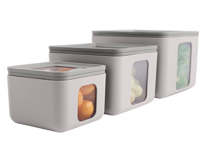 BLIM PLUS Vorratsdosen Set Quadro Combo XS-S-M silk PEEK BOX Collection in Silk, Grau präsentiert im Onlineshop von KAQTU Design AG. Vorratsbehältersets ist von BLIMPLUS