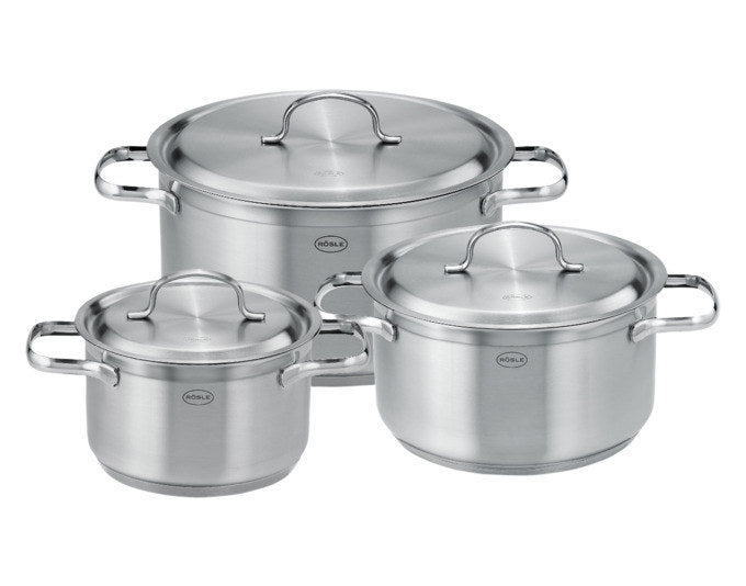 RÖSLE Topf-Set Pureelements 3-teilig ø 16/20/24 cm in Edelstahl, Silber präsentiert im Onlineshop von KAQTU Design AG. Kochtopfset ist von RÖSLE