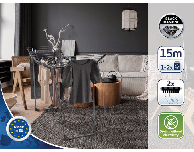 LEIFHEIT Wäscheständer Pegasus 150 Solid Slim black in Schwarz präsentiert im Onlineshop von KAQTU Design AG. Wäscheständer ist von LEIFHEIT