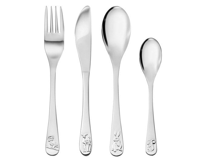 ZILVERSTAD Kinderbesteck Waldtiere 4-teilig in Silber präsentiert im Onlineshop von KAQTU Design AG. Kinderbesteck ist von ZILVERSTAD