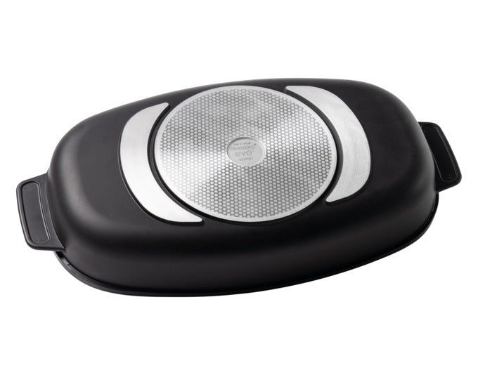 GASTROLUX Bräter EVO mit Glasdeckel Induktion 46x26x7 cm in  präsentiert im Onlineshop von KAQTU Design AG. Topf ist von GASTROLUX