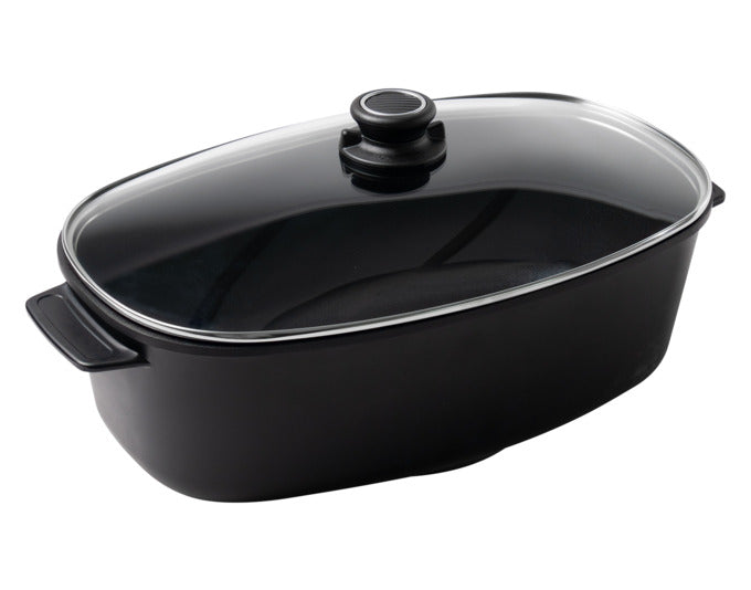 GASTROLUX Bräter EVO mit Glasdeckel Induktion 46x26x13.5 cm in  präsentiert im Onlineshop von KAQTU Design AG. Topf ist von GASTROLUX