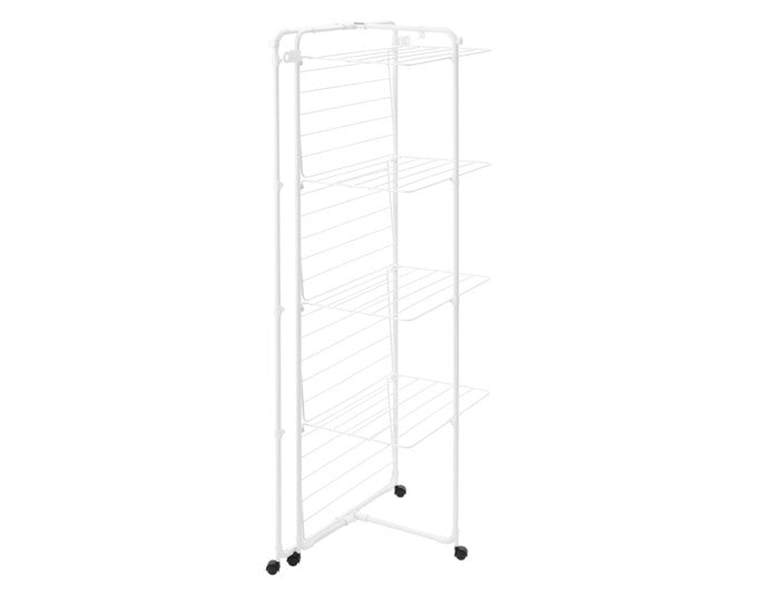 BRABANTIA Wäschetrockner HangOn Turm 30 m in elegantem Weiß, ideal für platzsparendes Trocknen von Wäsche im Innen- und Außenbereich.