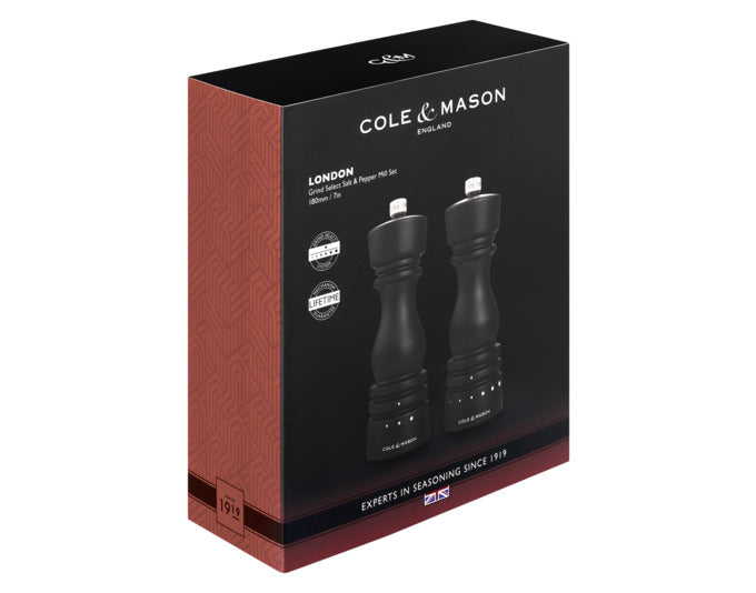 COLE&MASON Pfeffer-/Salzmühlen Set London Buche dunkel GRD SLT 18x5.8x5.8 cm in  präsentiert im Onlineshop von KAQTU Design AG. Salz & Pfeffer ist von COLE & MASON