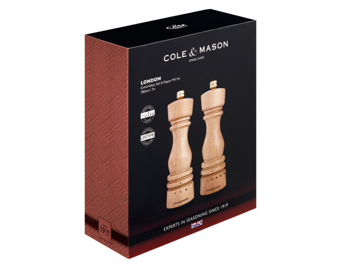 COLE&MASON Pfeffer-/Salzmühlen Set London Buche natur GRD SLT 18x5.8x5.8 cm in  präsentiert im Onlineshop von KAQTU Design AG. Salz & Pfeffer ist von COLE & MASON