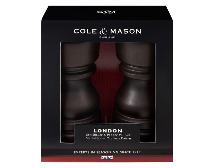 COLE&MASON Pfeffermühle / Salzstreuer Set London Buche dunkel 13 cm in  präsentiert im Onlineshop von KAQTU Design AG. Salz & Pfeffer ist von COLE & MASON
