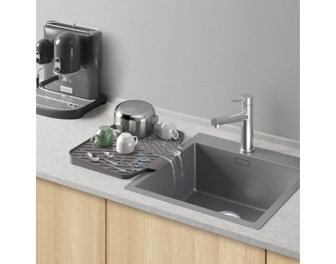 METALTEX Abtropfmatte Gravity-Duo 2in1 40x33x3 cm Kunststoff TPE in Anthrazit, Grau präsentiert im Onlineshop von KAQTU Design AG. Abtropfgestell ist von METALTEX
