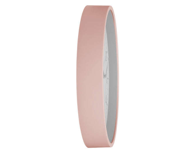 Elegante rosa Funk-Wanduhr von TFA mit analogem Ziffernblatt, Durchmesser 24,5 cm, ideal für stilvolle Raumgestaltung.