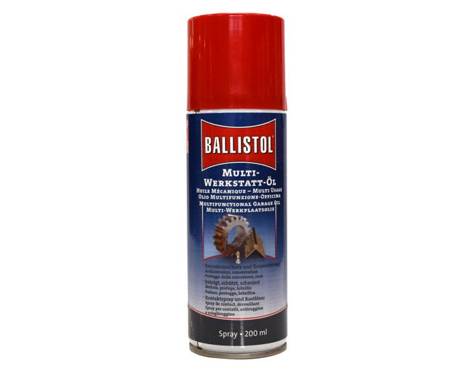 Rote Spraydose BALLISTOL Multi-Werkstatt-Öl 200 ml mit Sprühkopf, Haushaltshilfe zur Reinigung und Schmierung von Metallteilen