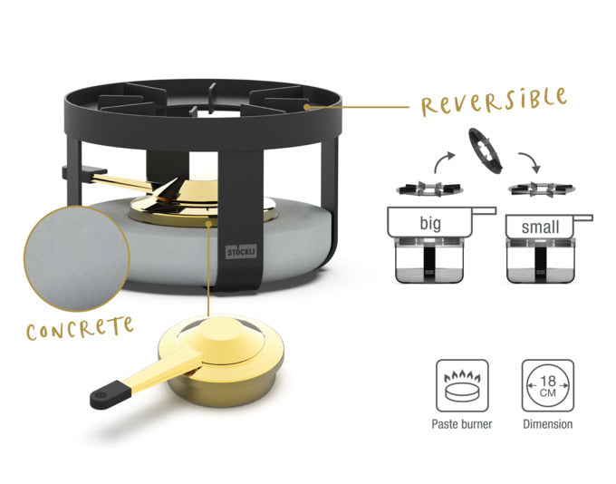 STÖCKLI Rechaud Pilatus Stone Beton ø 18 cm in  präsentiert im Onlineshop von KAQTU Design AG. Fondue/Raclette ist von STÖCKLI