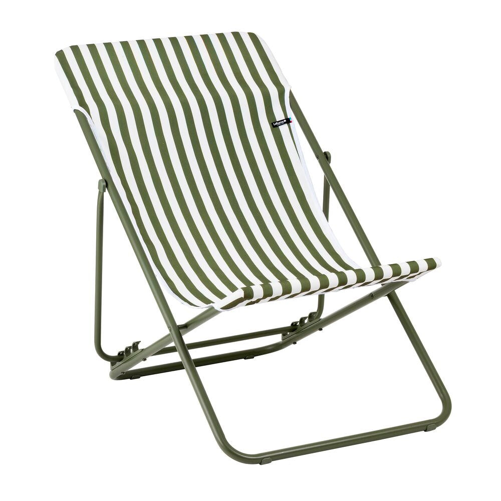 LAFUMA Sessel Maxi Transat Rayure moss in Grün, Weiss präsentiert im Onlineshop von KAQTU Design AG. Liegestuhl ist von LAFUMA