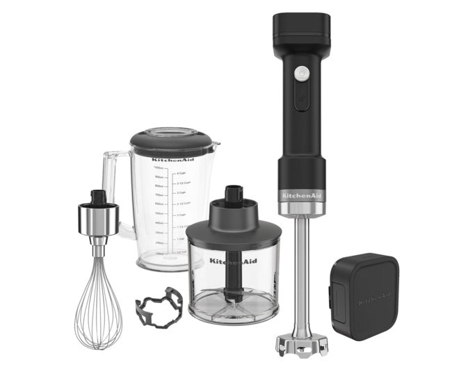 KITCHENAID Stabmixer kabellos mit Zubehör inkl. Akku schwarz matt in  präsentiert im Onlineshop von KAQTU Design AG. Küchengerät ist von KITCHEN AID