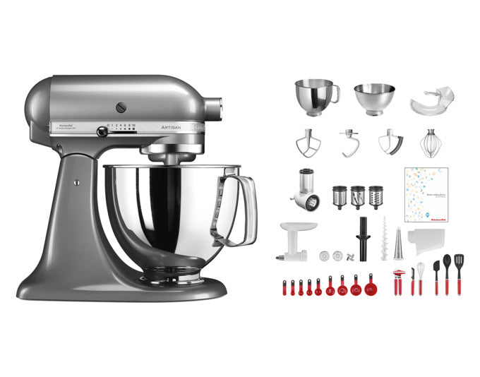 KITCHENAID Küchenmaschinenset Swiss Anniversary KSM200 4.8 l medaillon silber in  präsentiert im Onlineshop von KAQTU Design AG. Küchengerät ist von KITCHEN AID