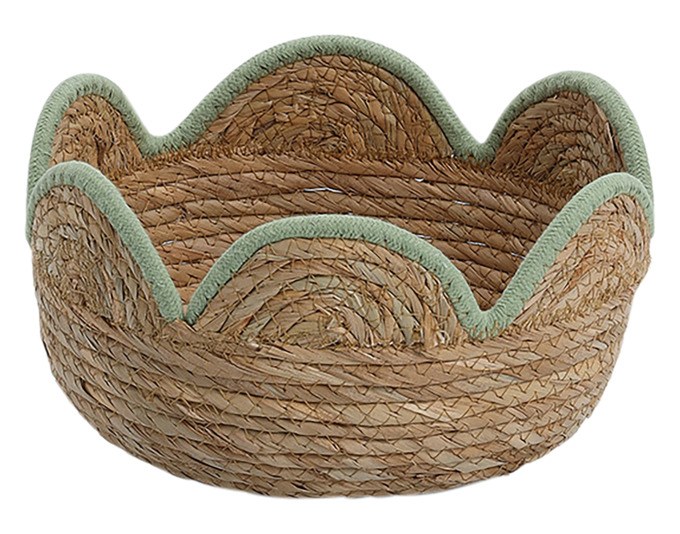 Aufbewahrungskorb von ZELLER PRESENT aus Polyester und Bambus geflochten, in den Farben Natur und Braun, Grösse 24x24x13 cm.