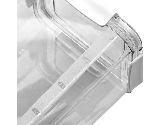 Transparente Vorratsdose aus Kunststoff mit cremefarbenem Deckel, quaderförmig, 18x18x24.7 cm, Fassungsvermögen 5100 ml, von ZELLER PRESENT.