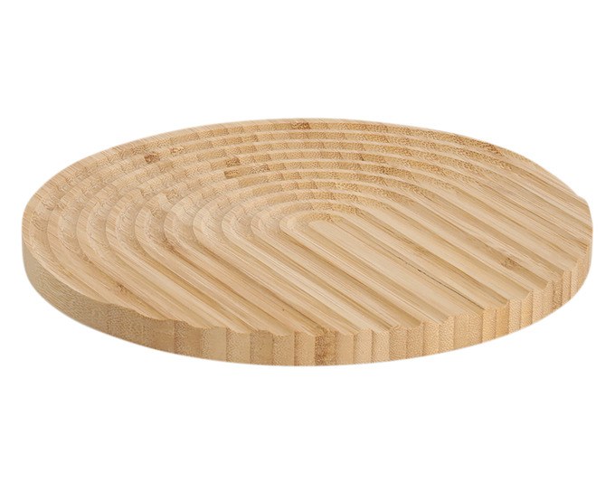 Runder Topfuntersetzer aus Bambusholz in Natur und Braun, Durchmesser 25 cm, Höhe 1.5 cm, glatte Oberfläche, von ZELLER PRESENT.