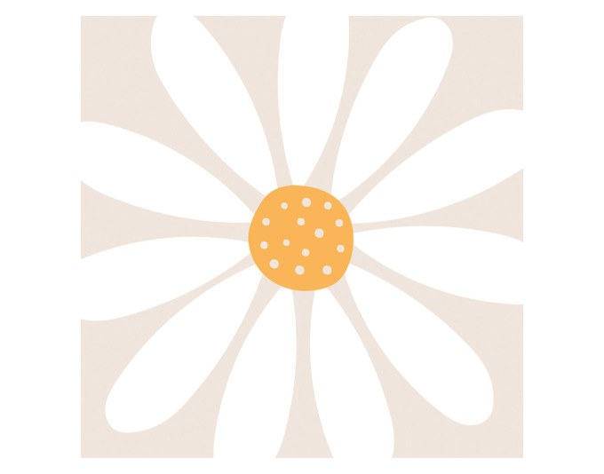 Foto von PPD Servietten Happy Flower, quadratisch 33x33 cm, dreilagiges Tissue-Papier mit floralem Muster in Beige und Braun, gefaltet.