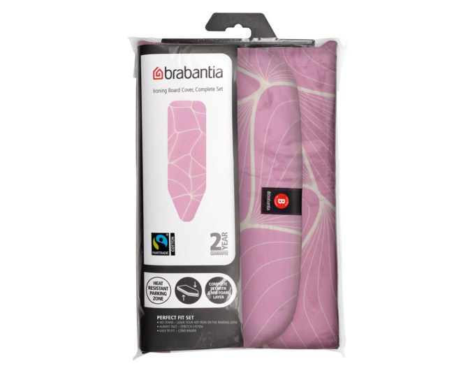 Bügeltischbezug von BRABANTIA aus Baumwolle mit Molton-Unterlage in Lilac Waves mit beigem Akzent, passend für Bügelbretter der Grösse B.