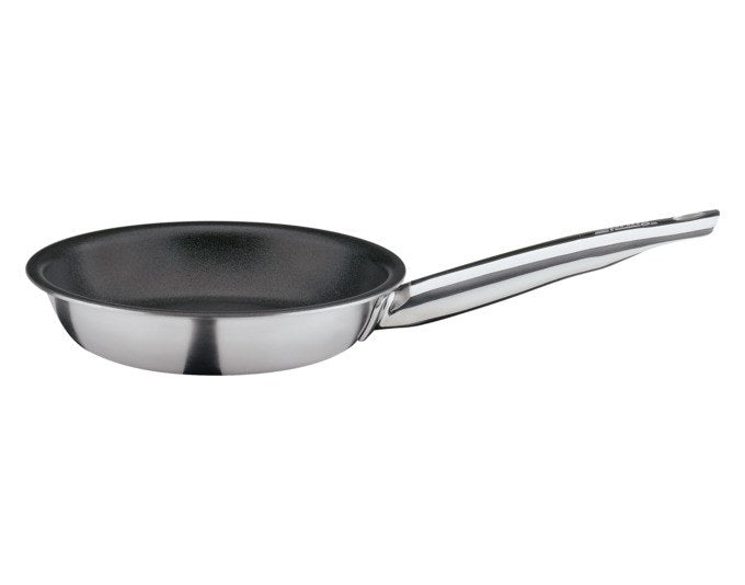 SPRING Bratpfanne Vulcano Classic ø 16 cm aus Edelstahl mit Aluminiumkern, Antihaftbeschichtung und ergonomischem Kaltmetallgriff, Ansicht von oben.
