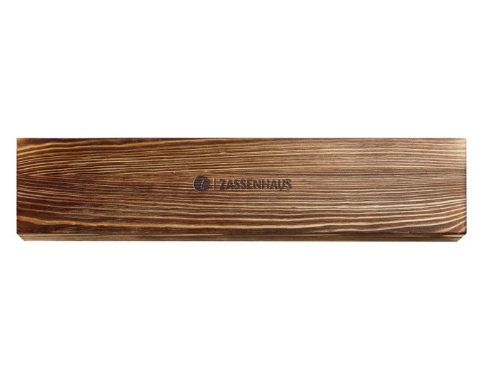 Brotmesser ZASSENHAUS Osaka mit langer gezahnter Klinge aus japanischem Stahl und braunem Griff aus Olivenholz, Hammerschlag-Finish sichtbar