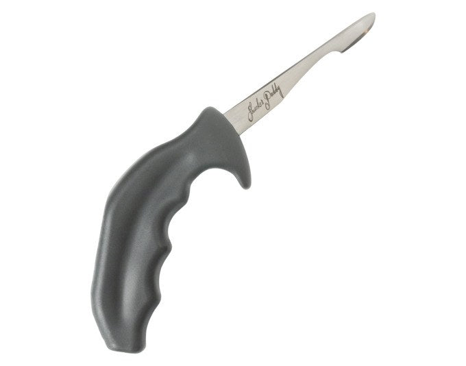 ZYLISS Austernmesser Shucker Paddy in Anthrazit mit konischer Edelstahlklinge und ergonomischem Griff mit Fingerschutz, freigestellt fotografiert.