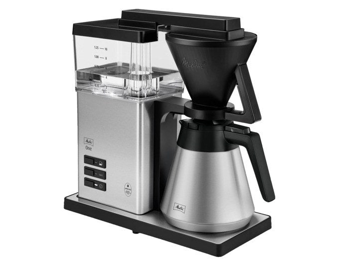 MELITTA Kaffeemaschine One Therm 1031-11 in Edelstahl/Silber mit doppelwandiger Thermkanne und mattierten Edelstahlelementen, kompakte Bauform.