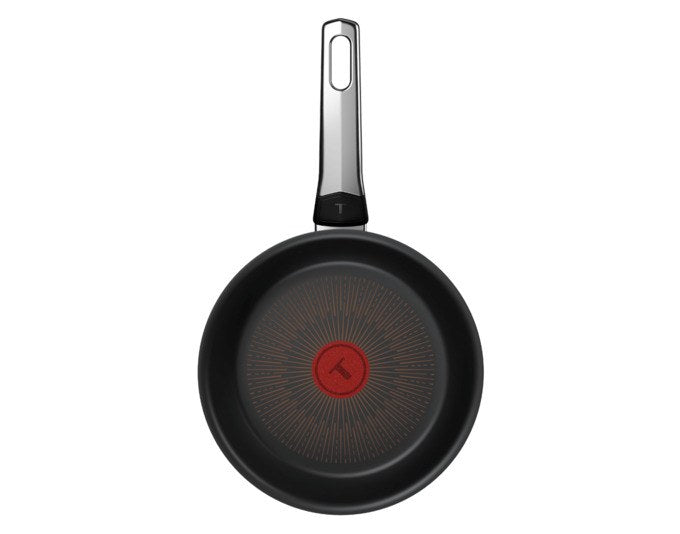 Schwarze TEFAL Bratpfanne Excellence G7 mit Chrom-Silber Griff, Durchmesser 20 cm, Antihaftbeschichtung und Thermo-Signal Anzeige.