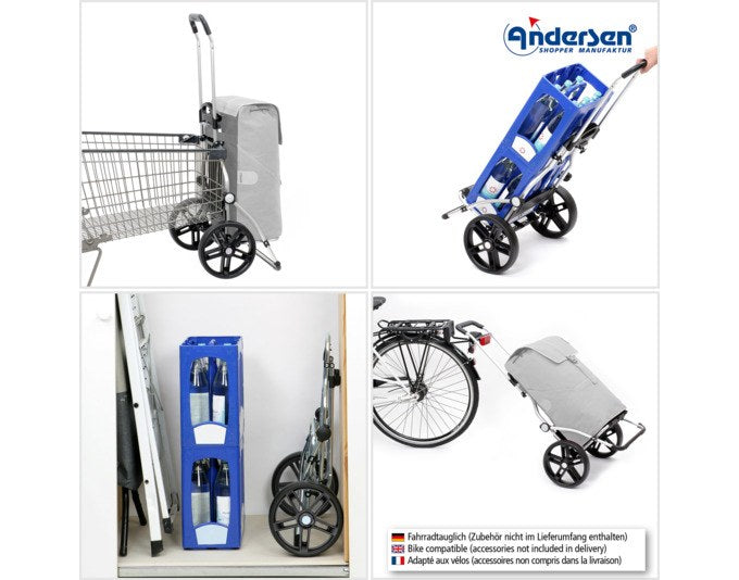 ANDERSEN Einkaufswagen Royal Ortlieb in Gelb mit Aluminiumgestell, wasserabweisender Tasche, zwei Rädern und Zugstange, Haushaltshilfe.