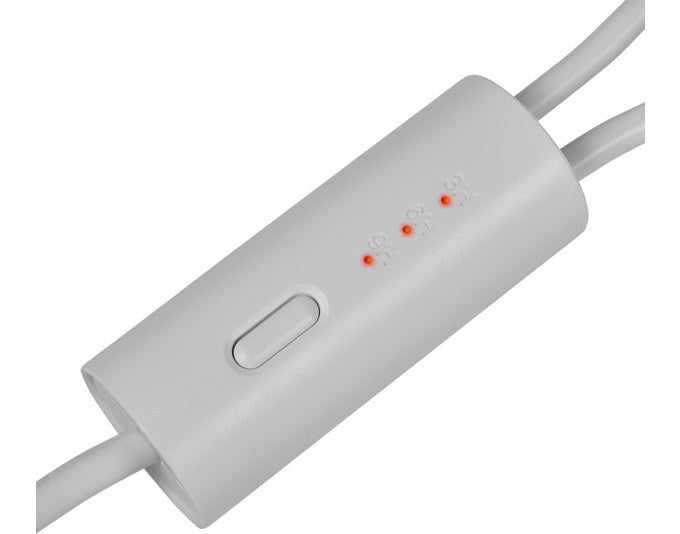 Weisser elektrischer Schuhtrockner von TFA aus Kunststoff mit langem Kabel, kompakte Form zum Einlegen in Schuhe, EU-Stecker sichtbar.