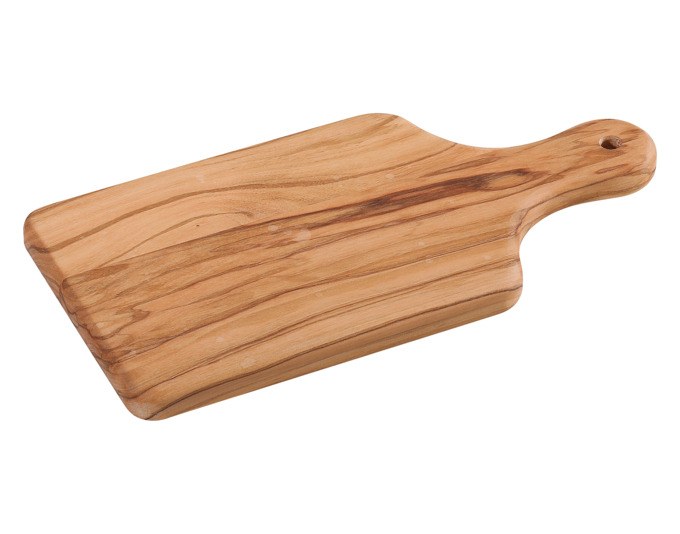 ZASSENHAUS Griffbrett Olive aus braunem Olivenholz, rechteckige Form, Masse 22x11x1.4 cm, mit individueller Holzmaserung.