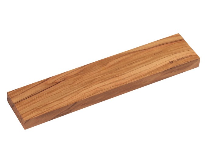 Braune Magnetleiste aus Echtholz mit sichtbarer Maserung, zur Wandmontage, für 3 Küchenmesser, Länge 30 cm, ZASSENHAUS Küchenhelfer.