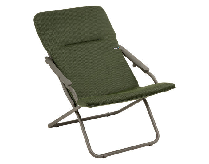 Liegestuhl Transabed Evo in Moss mit Stahlrohrgestell Titane und AirComfort Auflage