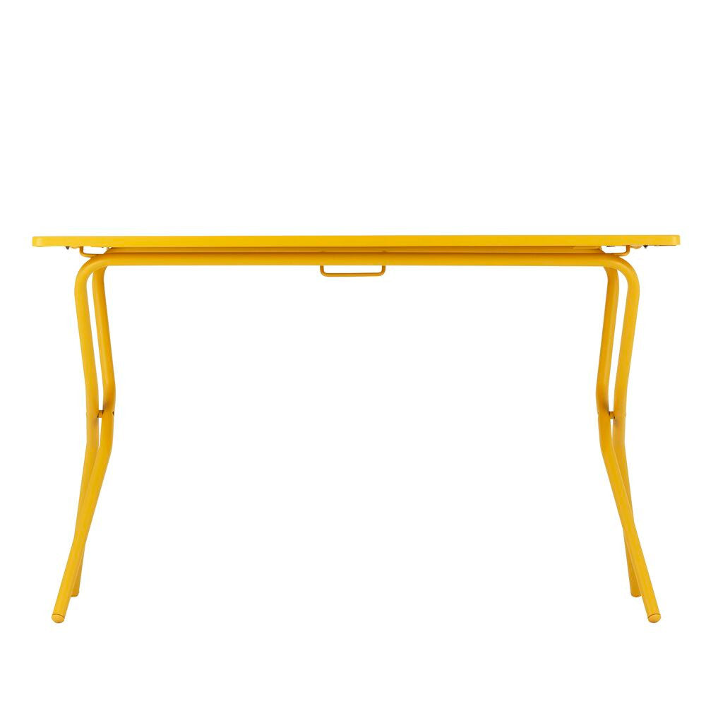 Gelber Lafuma Klapptisch Balcony mit rechteckiger Stahlplatte und Colorblock-Gestell